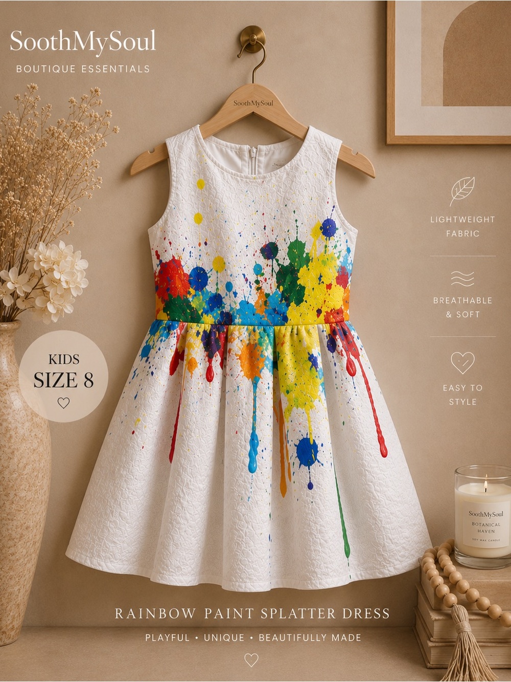 🌸5/$20🌸 Rainbow Splatter Print Dress🌈 | Kids size 8